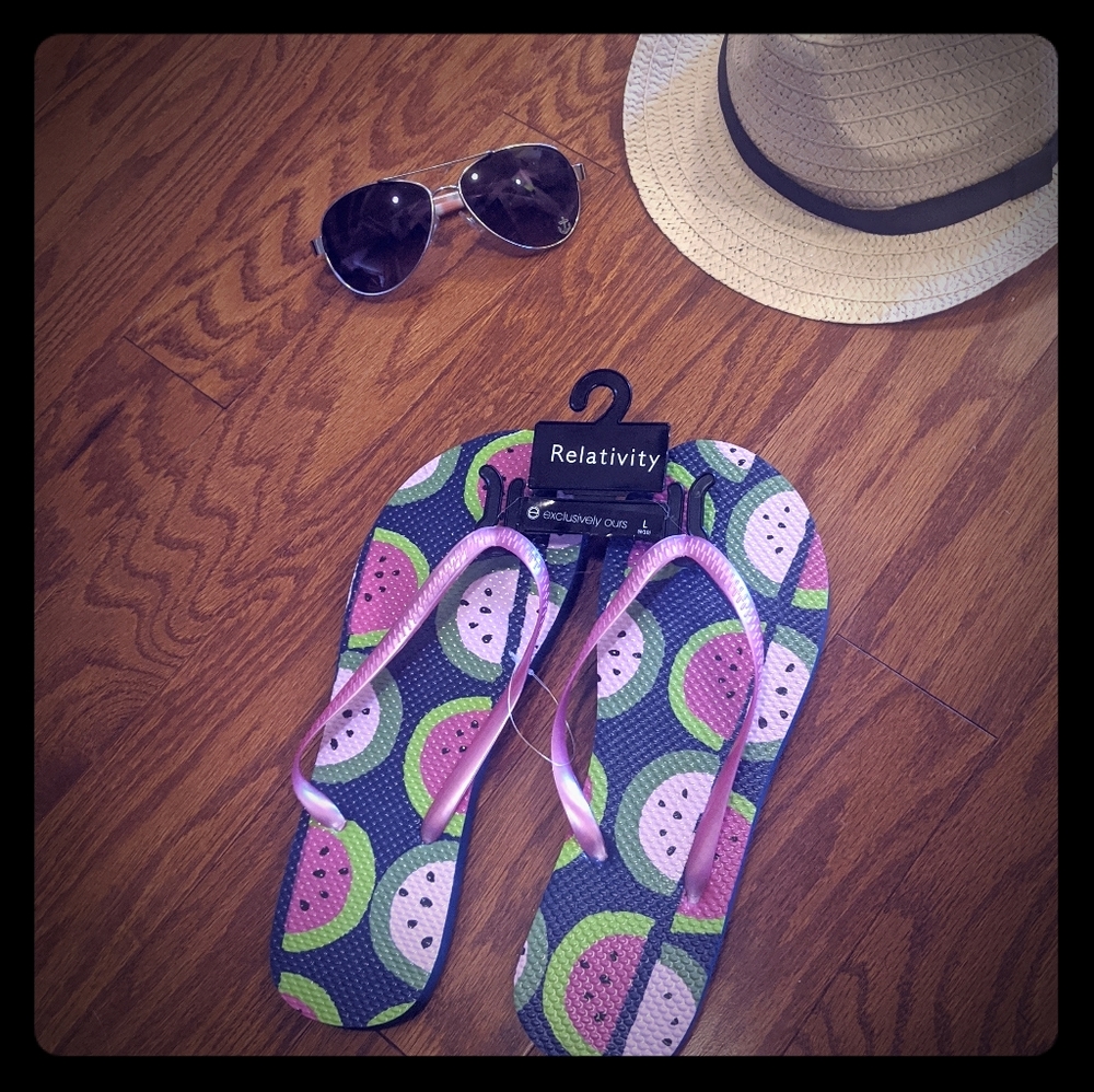 Adorable Watermelon Flip Flops - Never Worn